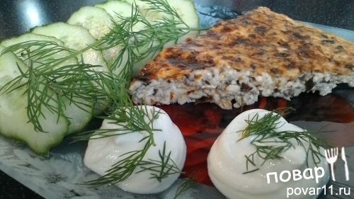 Творожно-грибная запеканка с сыром и чесноком